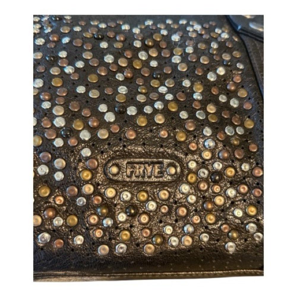 FRYE (rare!) Deborah Studded Black Leather Zip-around Wallet - Picture 3 of 7